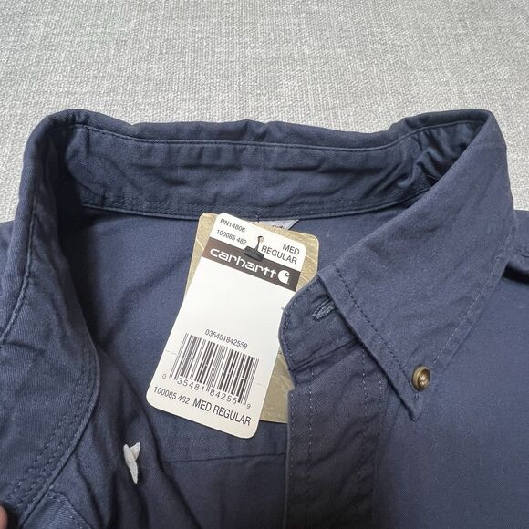 Carhartt Shirt Medium Blue Button Down Long Sleeve Work Casual 100085 Cotton - Picture 2 of 8